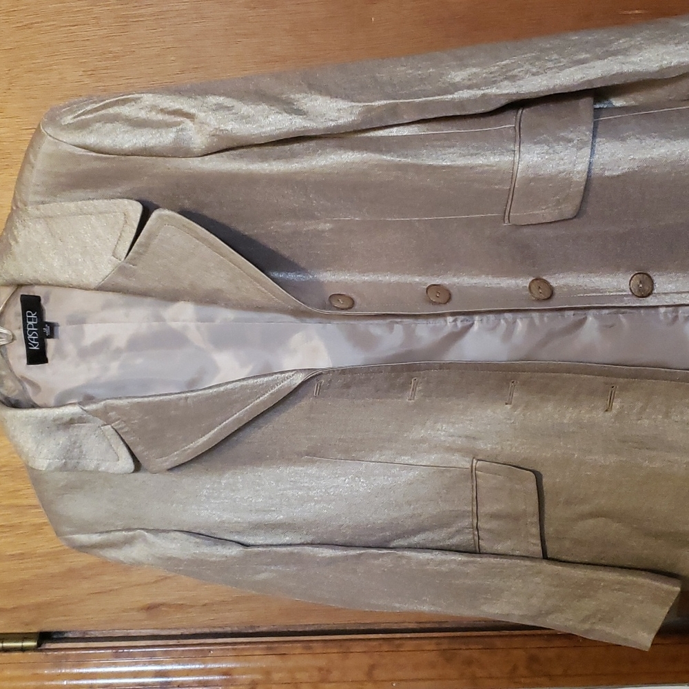 Gold metallic Kasper brand long jacket